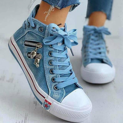 Leon - Oddychające trampki w stylu vintage, zapinane na zamek