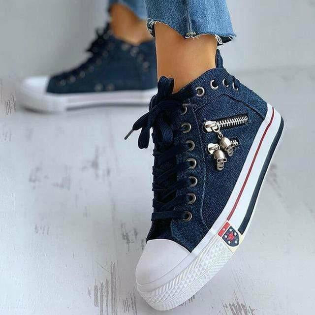 Leon - Oddychające trampki w stylu vintage, zapinane na zamek