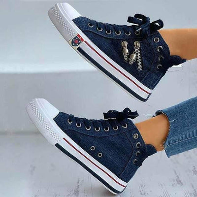 Leon - Oddychające trampki w stylu vintage, zapinane na zamek