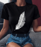 T-shirt z nadrukiem piór