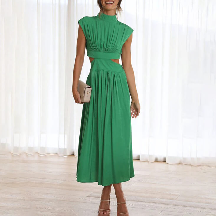 Nicoletta™ Elegancka plisowana sukienka z wysokim dekoltem