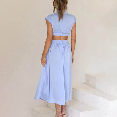 Nicoletta™ Elegancka plisowana sukienka z wysokim dekoltem